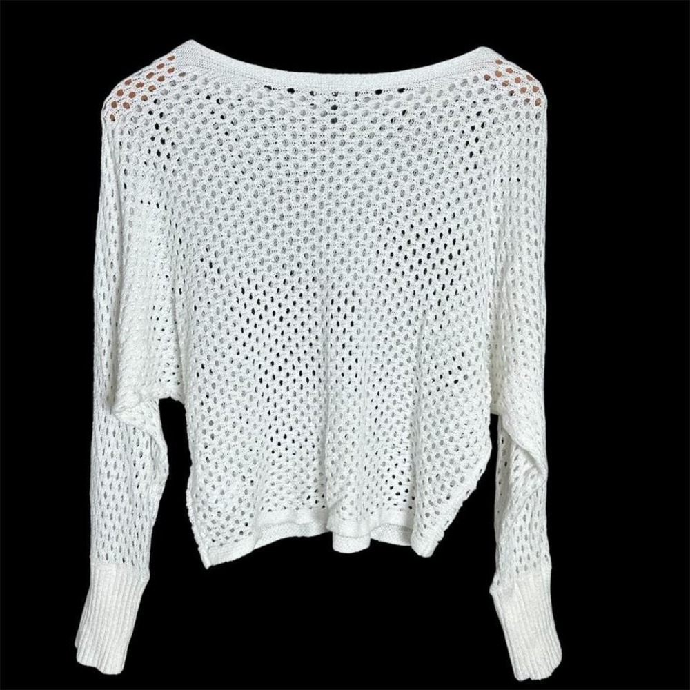 Express‎ White Crochet Open Knit Sweater Womens Small Beachy Boho Layering - Picture 3 of 10